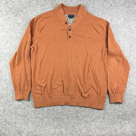 Banana Republic Sweater Mens XXL 2XL Orange Shawl Button Collar Preppy Pullover - Picture 1 of 15